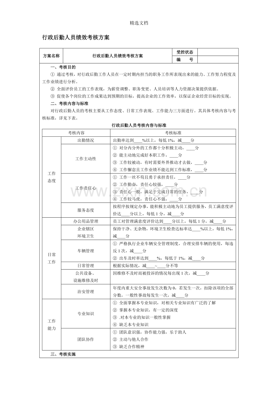 行政后勤人员绩效考核方案.doc_第1页