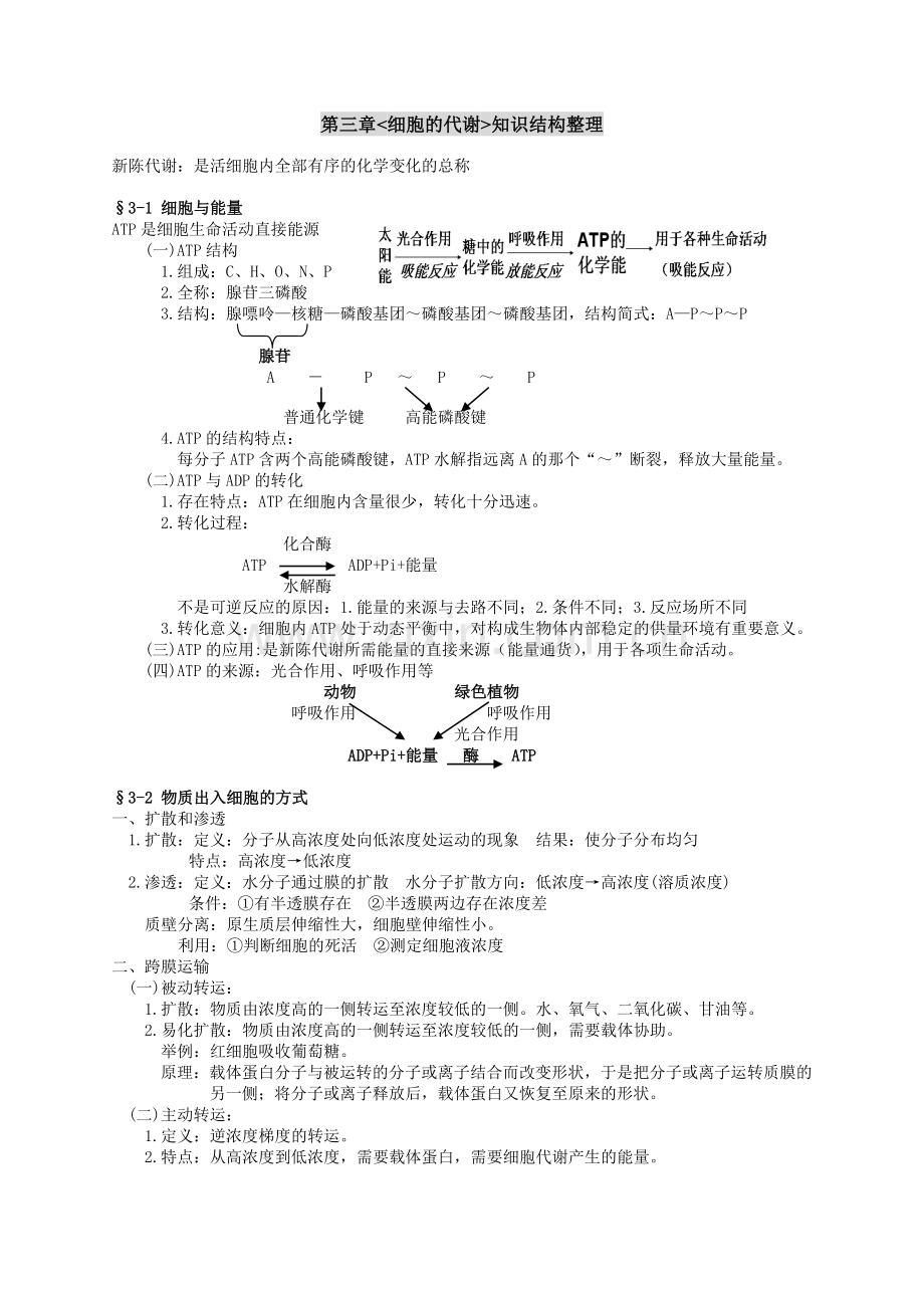 3.细胞代谢-知识整理.doc_第1页