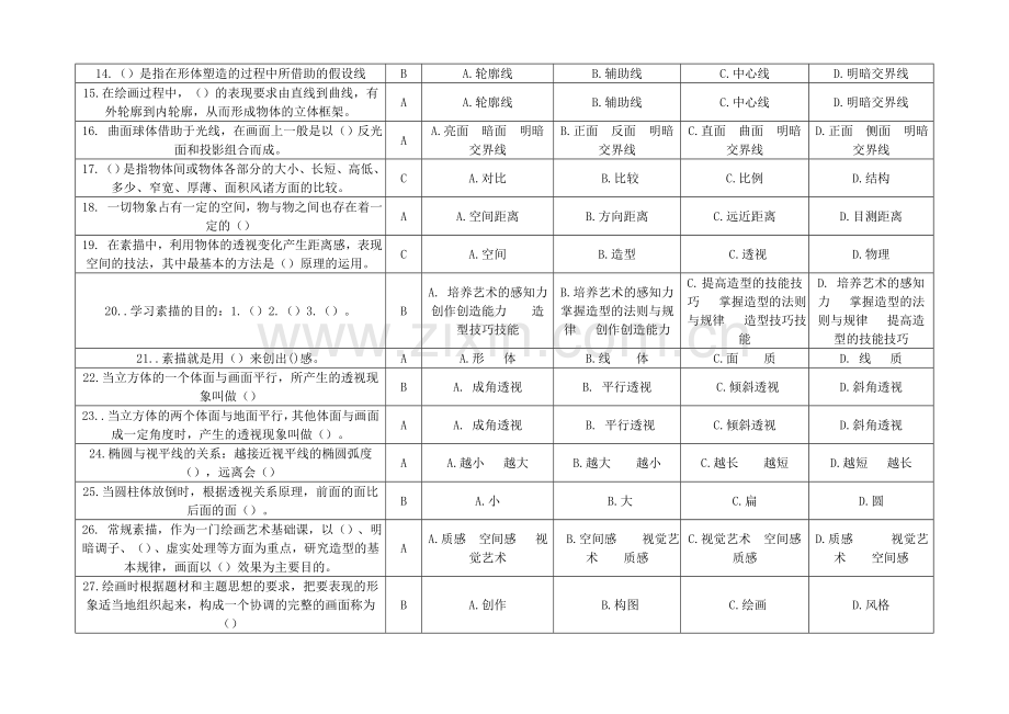 自考设计素描复习题.doc_第2页