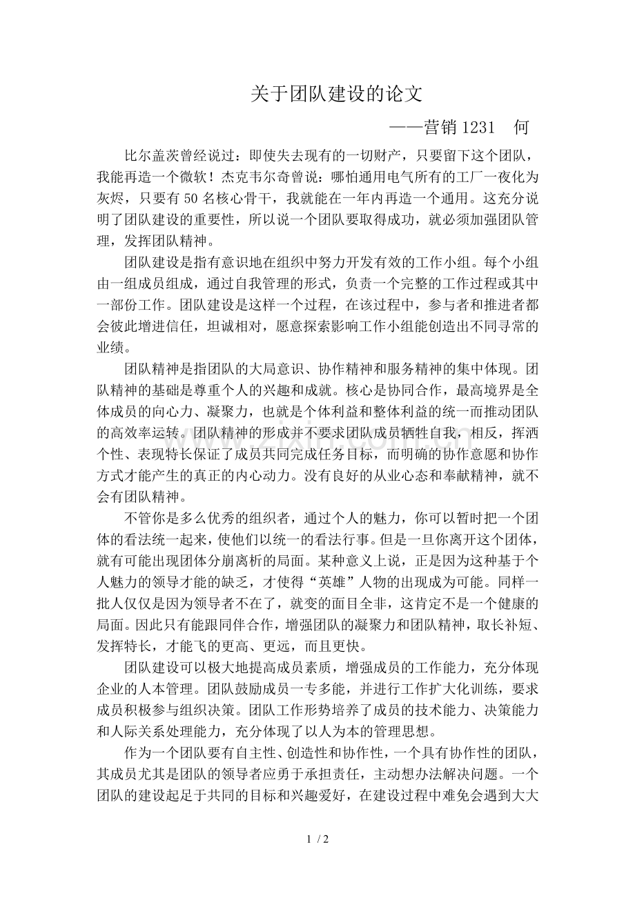 关于团队建设的论文.doc_第1页