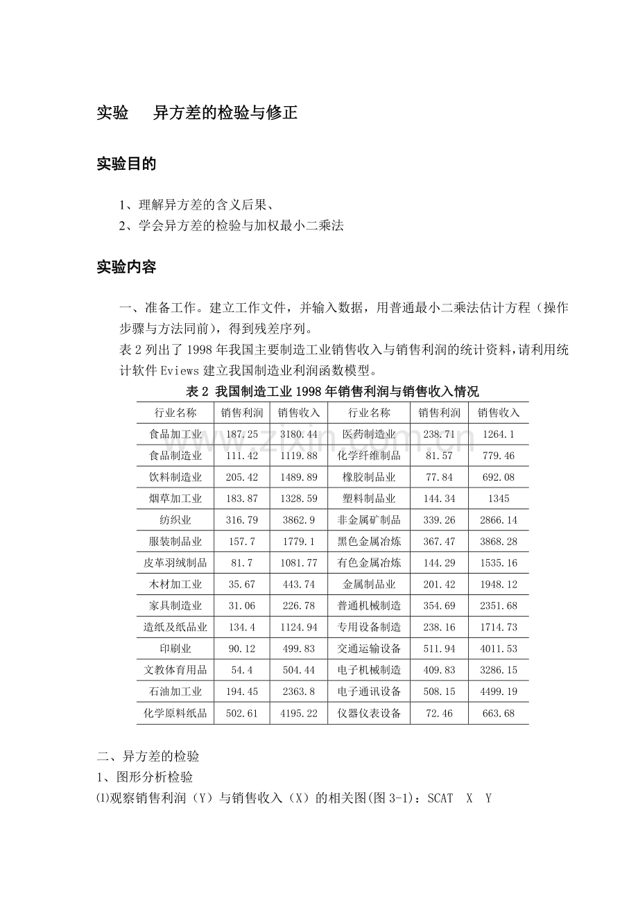 实验---异方差的检验与修正.doc_第1页