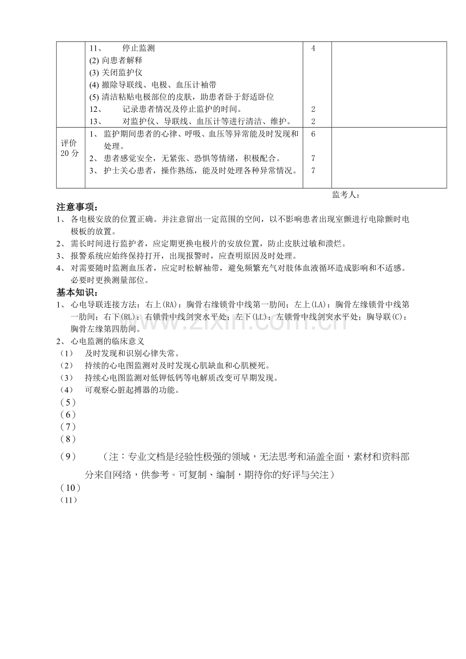 心电监护仪使用操作考核评分标准.doc_第2页