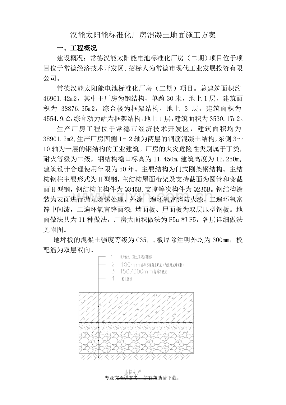 生产厂房混凝土地面施工方案.doc_第1页