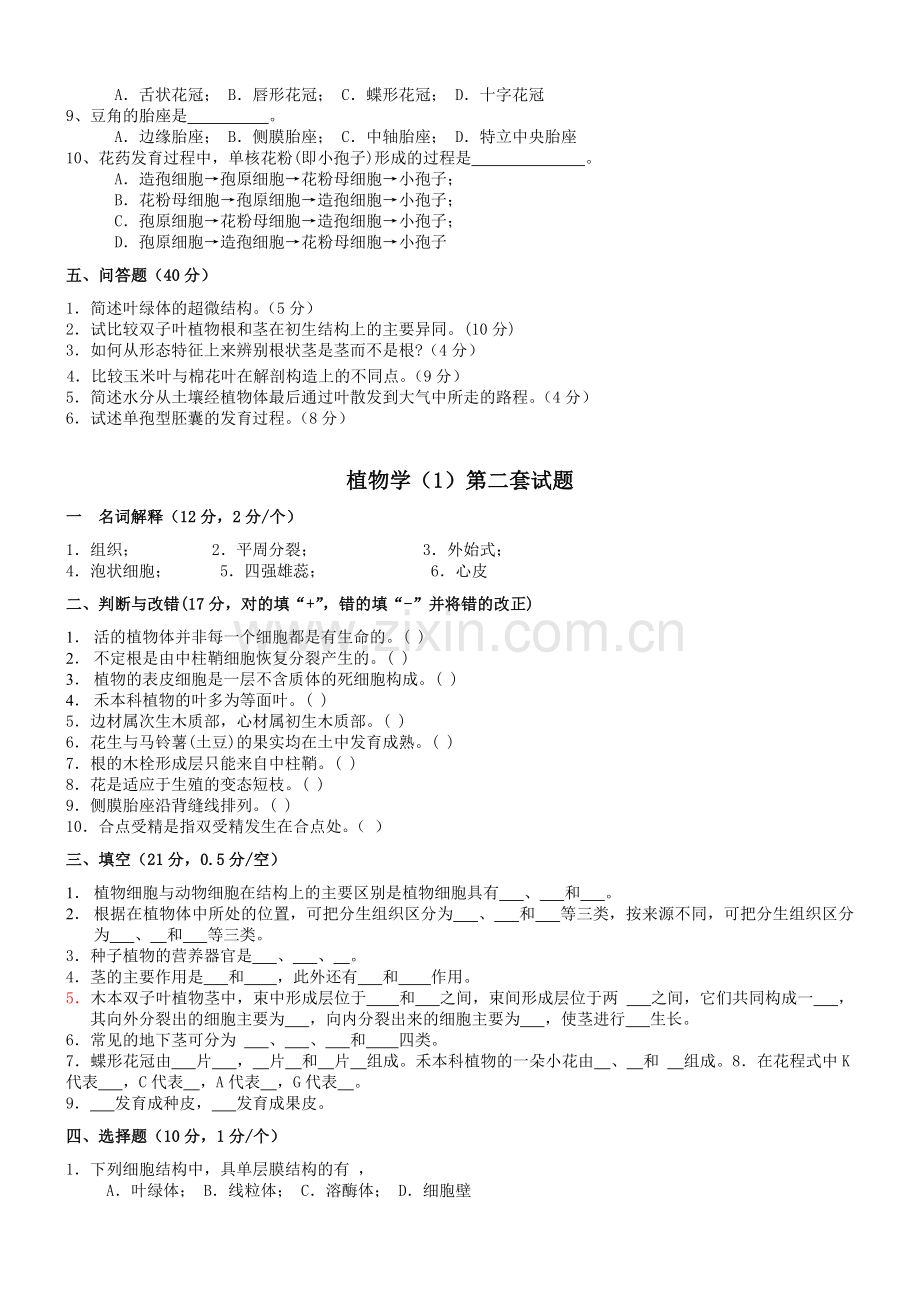 植物生物学试题及答案.doc_第2页