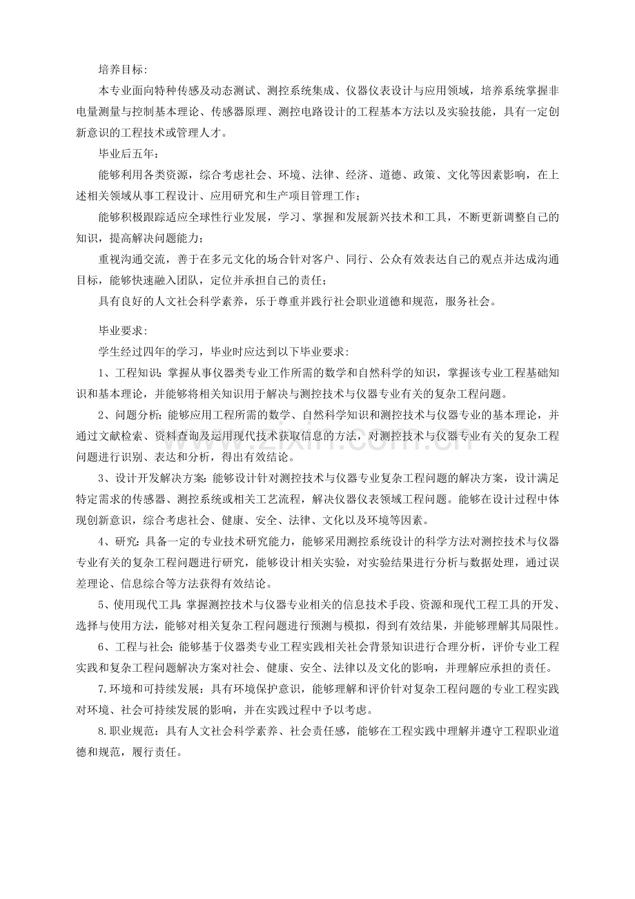 中北大学测控技术与仪器专业本科生培养方案.doc_第2页