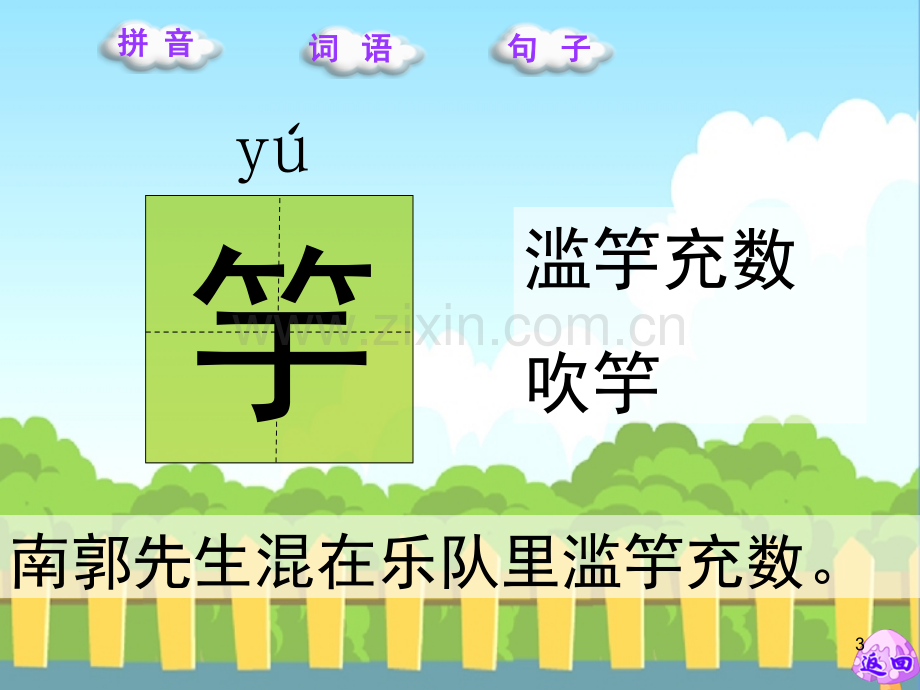 寓言两则滥竽充数邯郸学步生字(课堂PPT).ppt_第3页