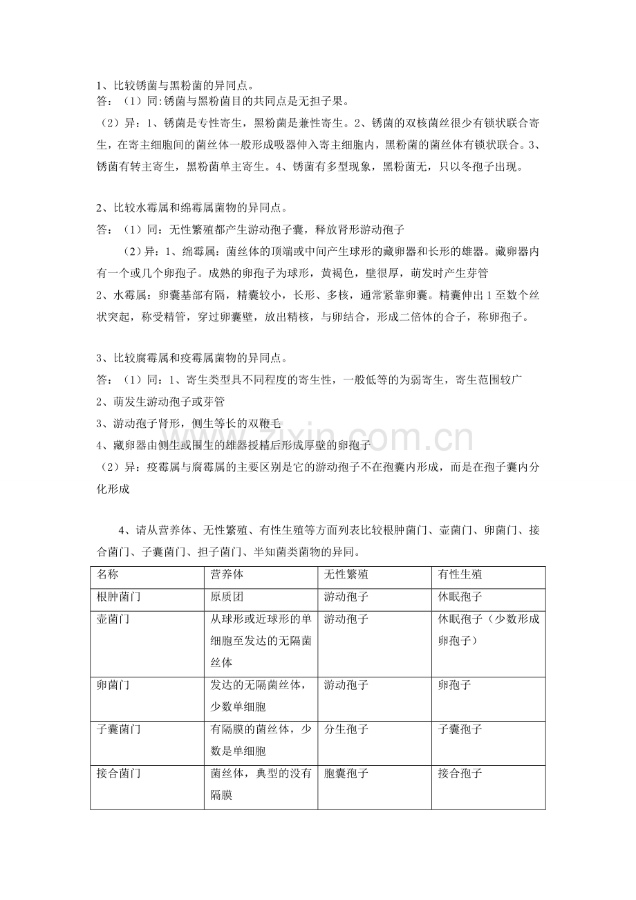 不同菌物的比较.doc_第1页