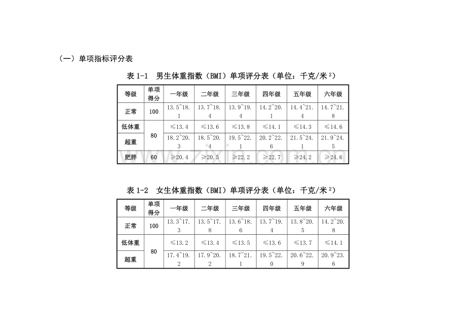 小学体质健康测试标准.doc_第1页