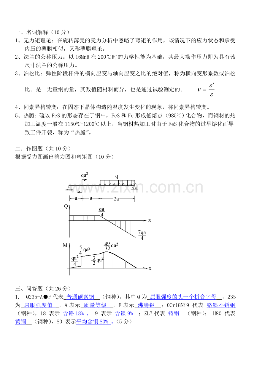 化工机械基础试题及答案.doc_第1页