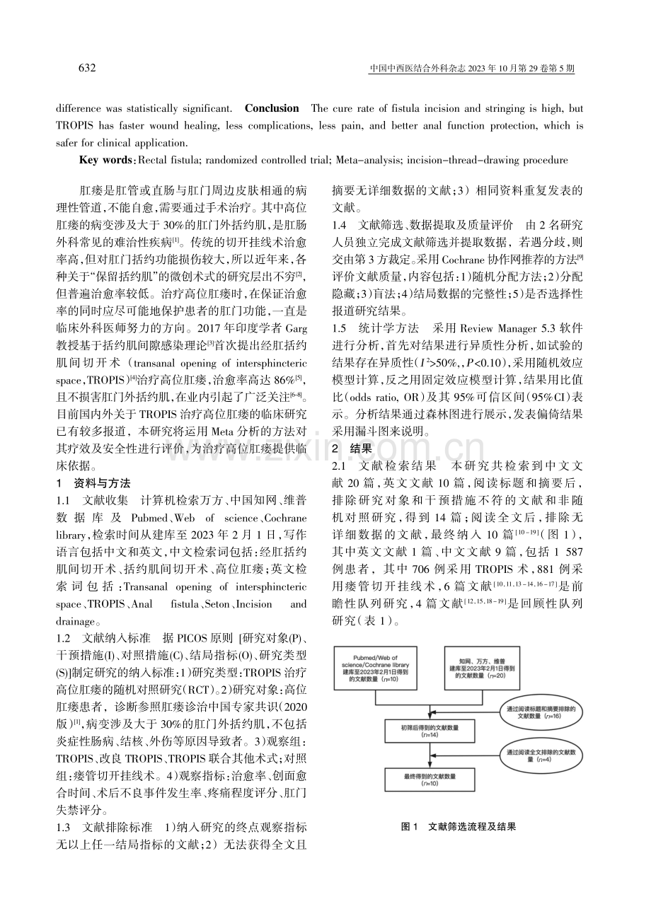 经肛括约肌间切开术治疗高位肛瘘临床疗效及安全性的Meta分析.pdf_第2页