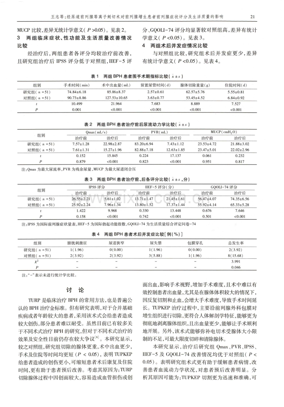 经尿道前列腺等离子剜切术对前列腺增生患者前列腺症状评分及生活质量的影响.pdf_第3页