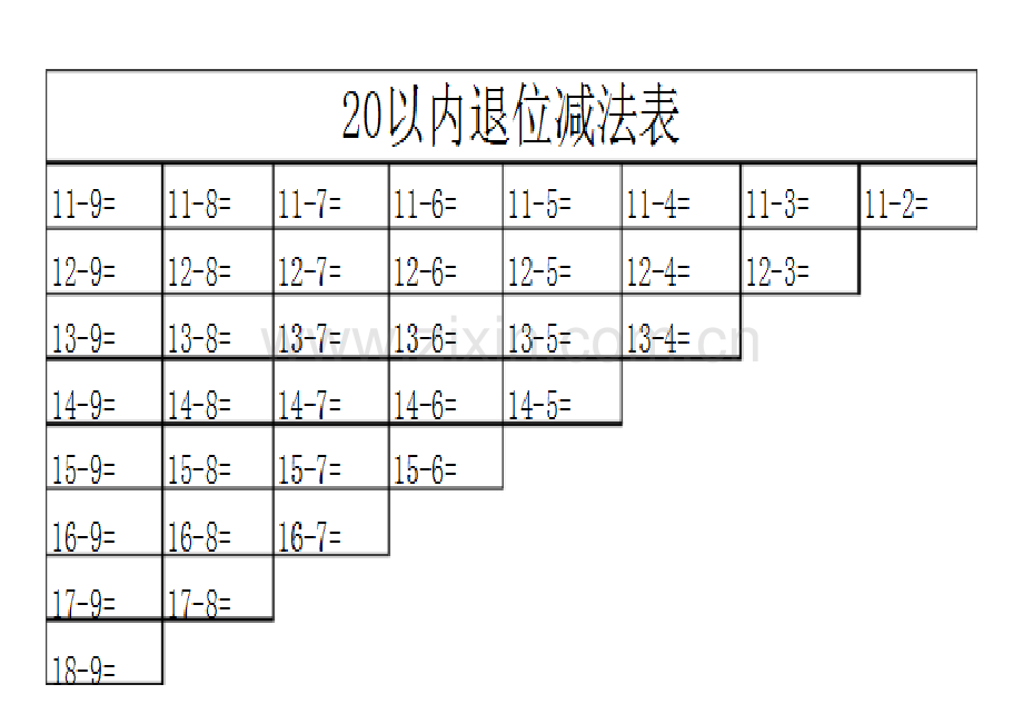 20以内退位减法表.doc_第1页