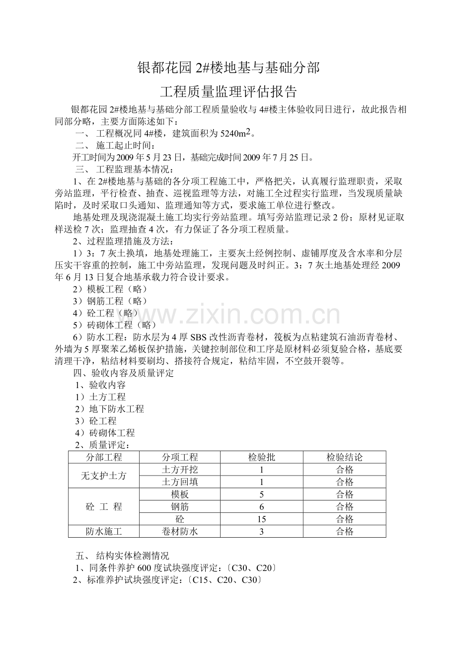 地基与基础分部工程质量监理评估报告.doc_第1页