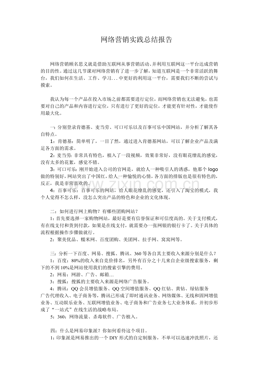 网络营销总结报告.doc_第1页