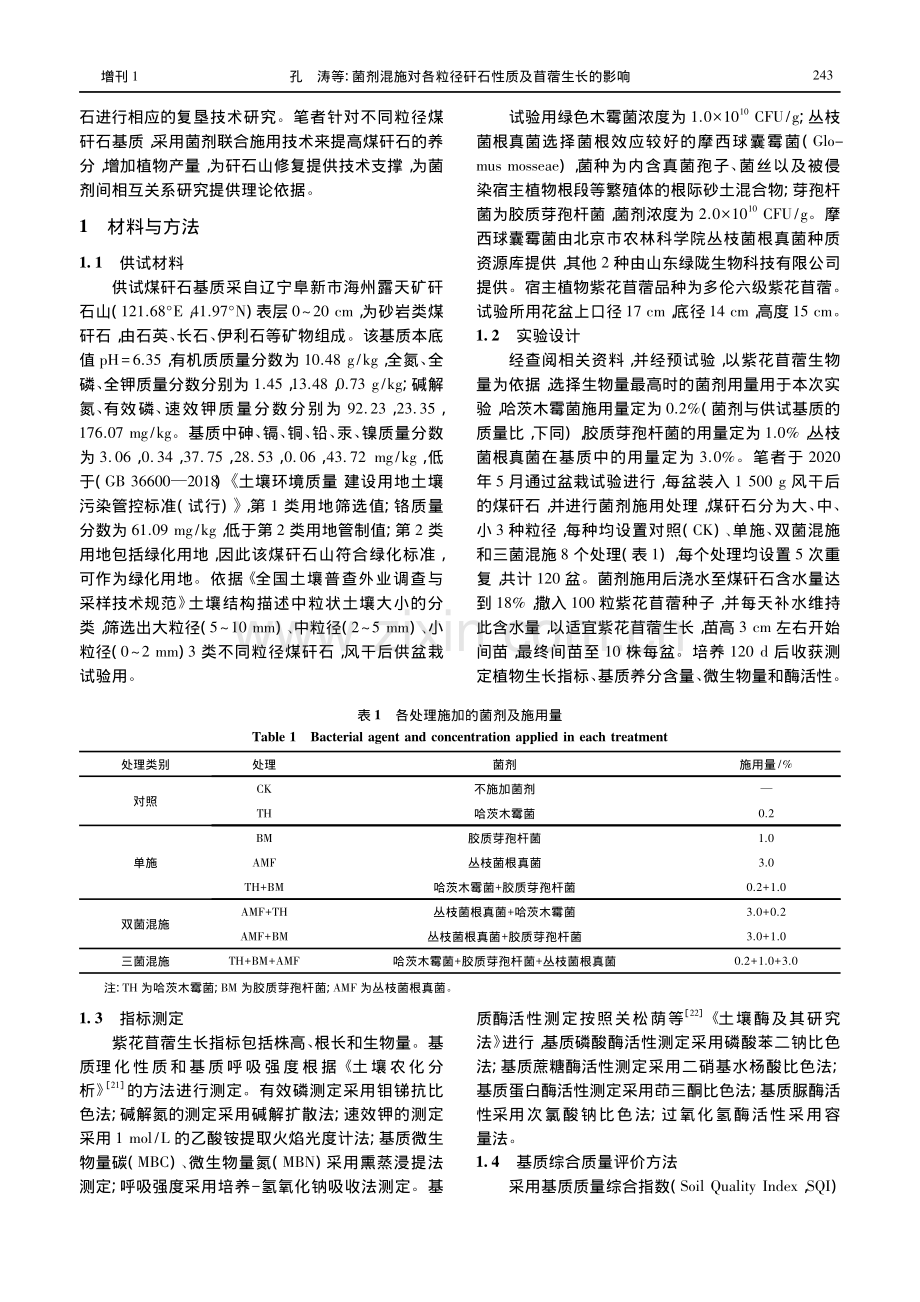 菌剂混施对各粒径矸石性质及苜蓿生长的影响.pdf_第3页