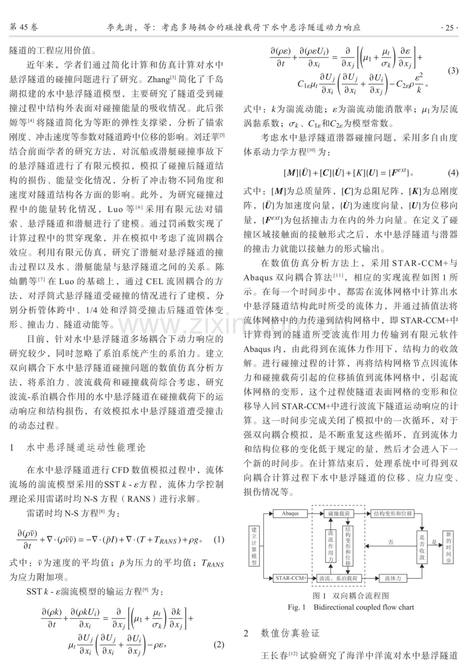 考虑多场耦合的碰撞载荷下水中悬浮隧道动力响应.pdf_第2页