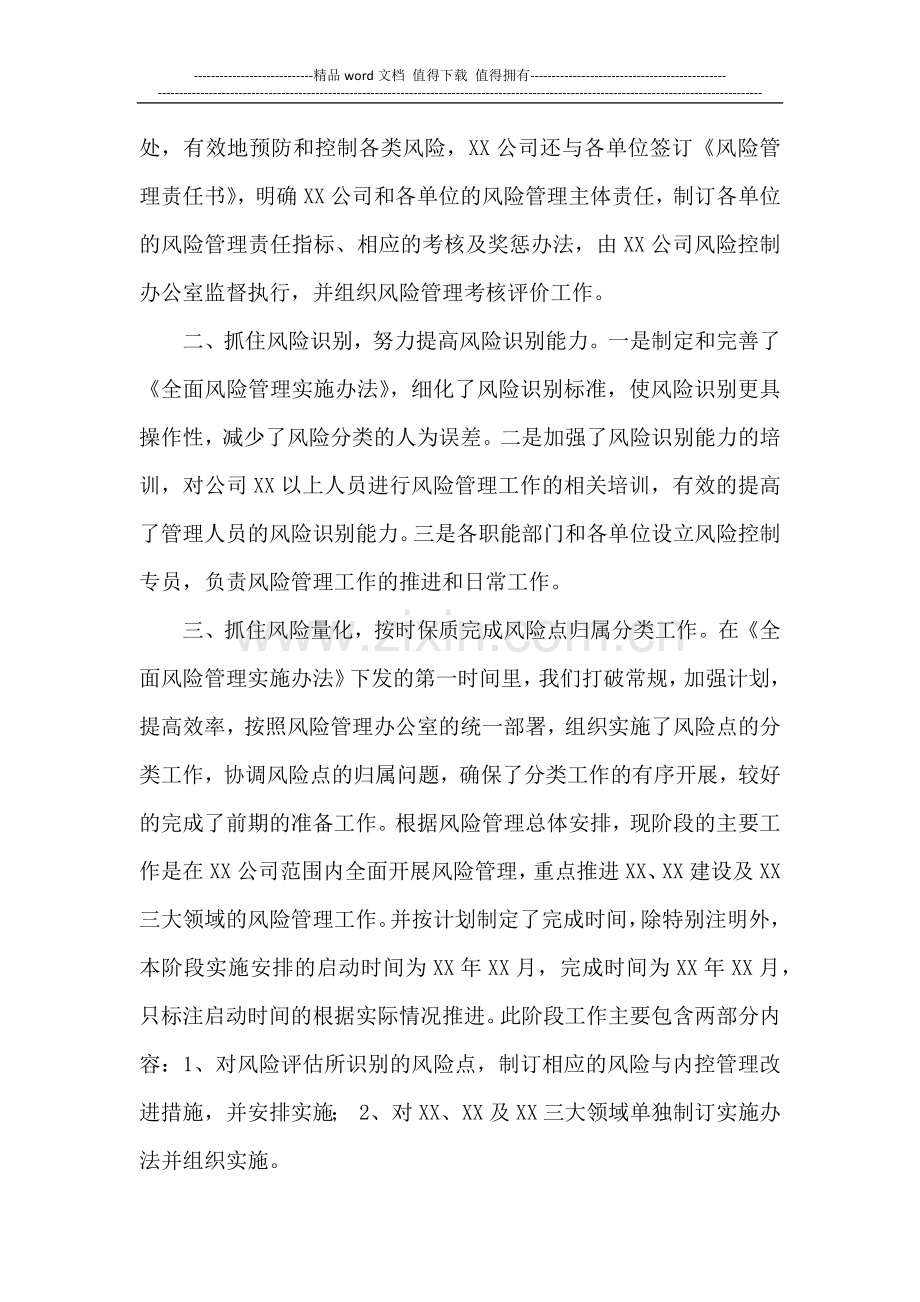 XX公司风险控制管理工作总结.docx_第2页