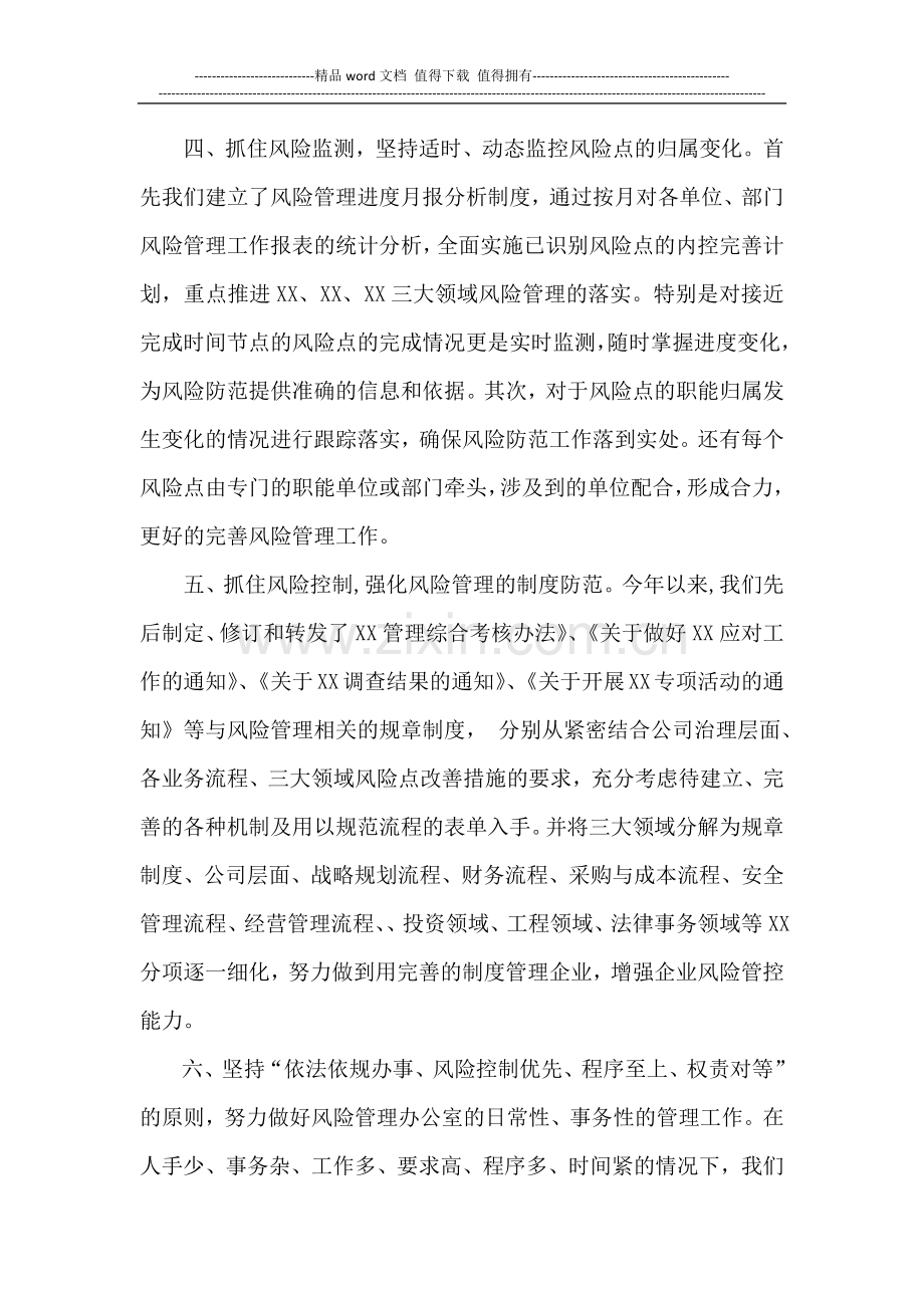 XX公司风险控制管理工作总结.docx_第3页