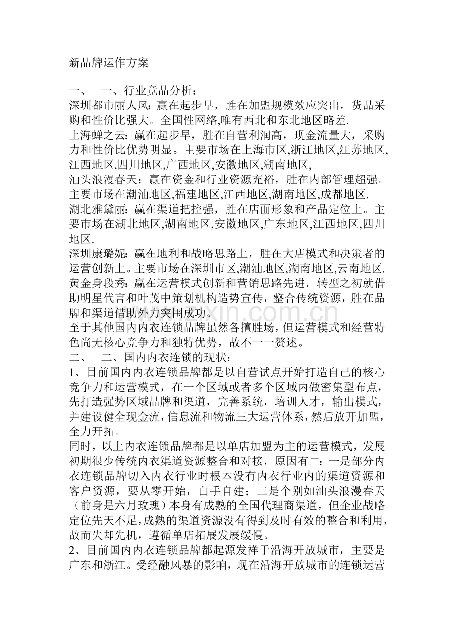 新品牌内衣连锁运营方案.doc_第1页