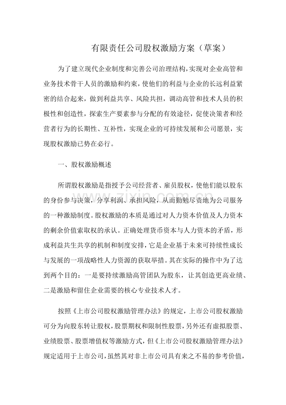 公司股权激励方案.docx_第1页