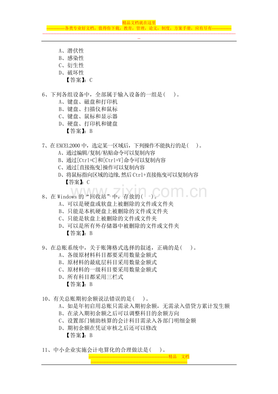 新编2012年会计从业资格考试应试模拟试卷-会计电算化理论(2012电理24卷).doc_第2页