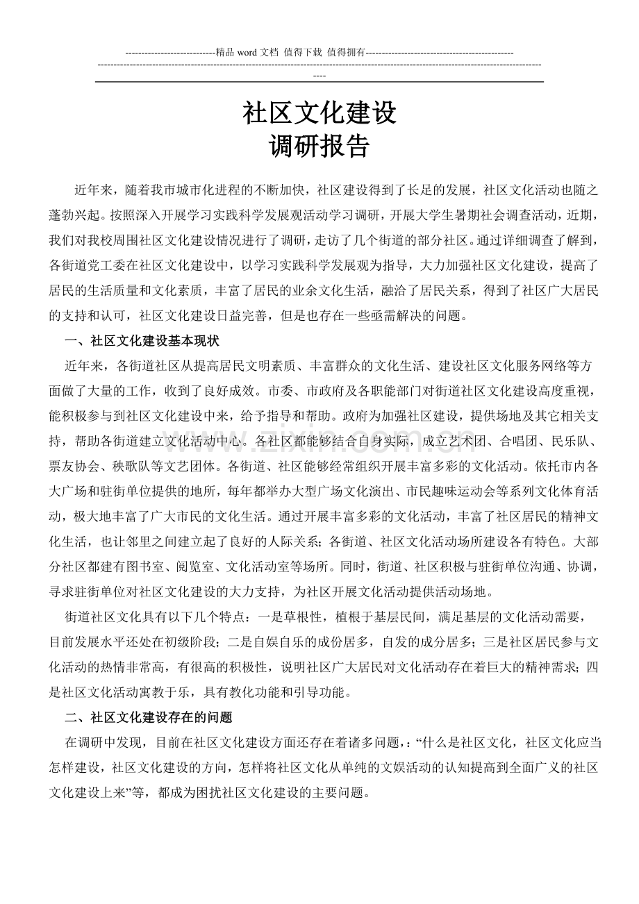 社区文化活动社会实践调查总结.doc_第1页