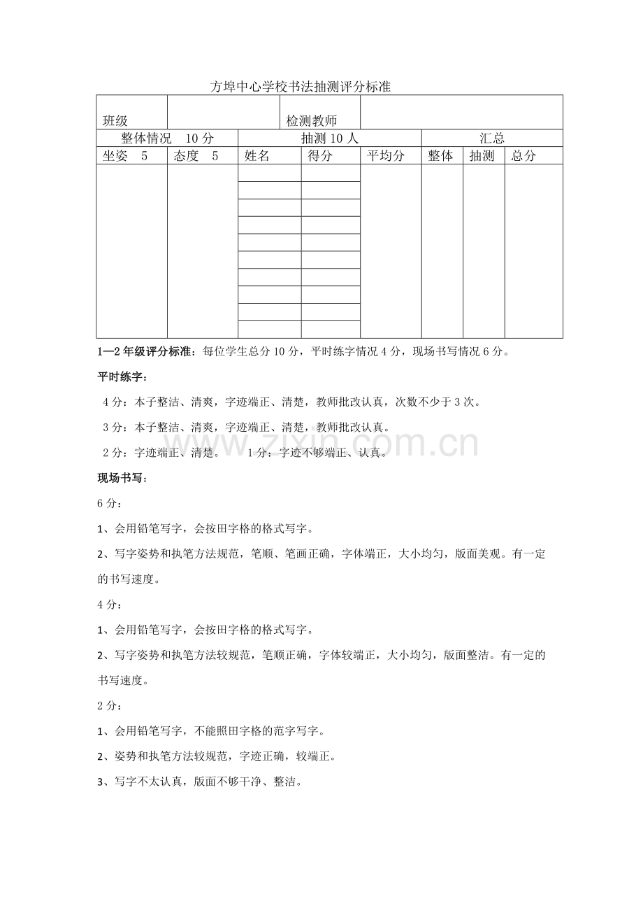 书写考核标准.doc_第1页