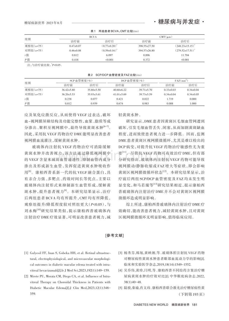 康柏西普玻璃体内注射治疗糖尿病性黄斑水肿的疗效及对黄斑区视网膜微循环的影响.pdf_第3页