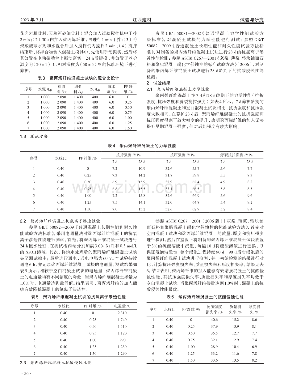 聚丙烯纤维增强混凝土的力学和耐久性能研究.pdf_第2页