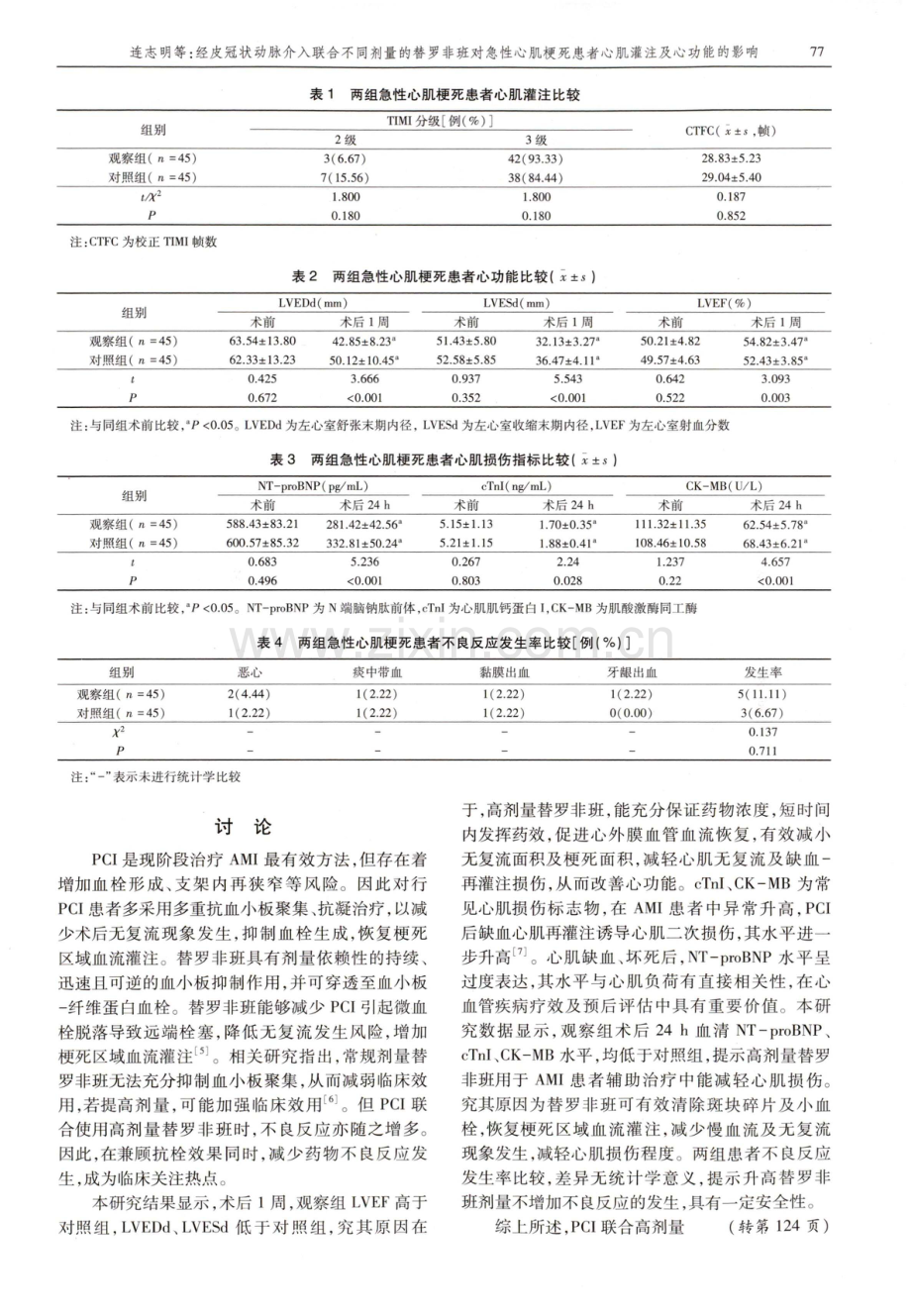 经皮冠状动脉介入联合不同剂量的替罗非班对急性心肌梗死患者心肌灌注及心功能的影响.pdf_第3页