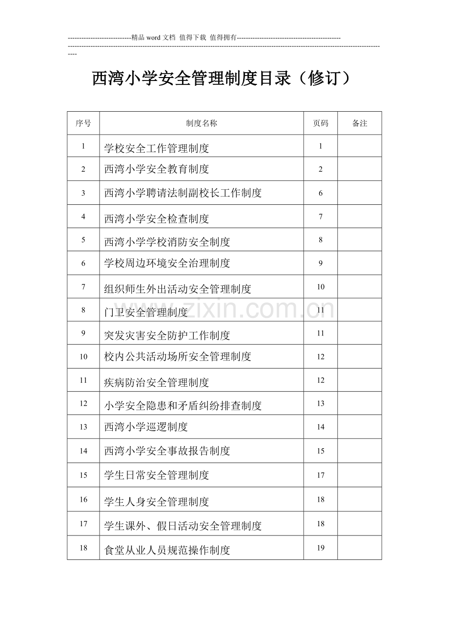 西湾小学安全管理制度目录.doc_第1页