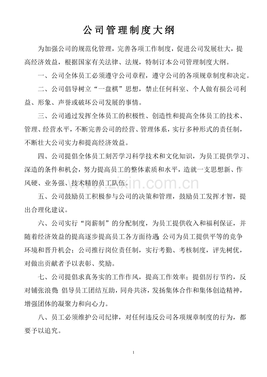 自来水公司管理制度大纲.doc_第1页