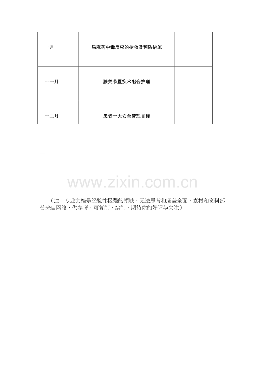 2017年手术室护士业务学习培训计划表.doc_第2页