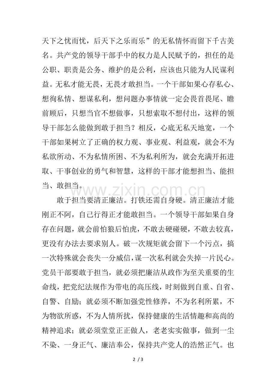 “发挥先锋作用-勇于担当作为”专题发言稿：要争做敢于担当的表率.docx_第2页