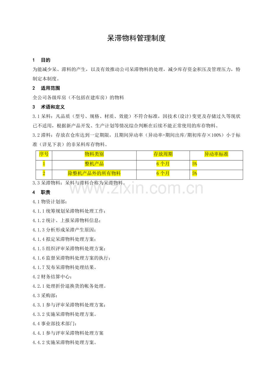 呆滞物料管理制度.docx_第1页