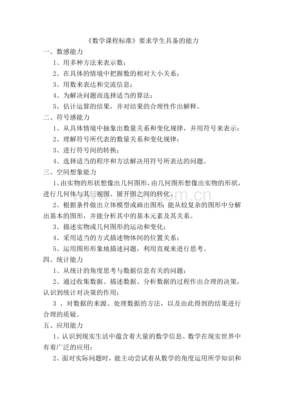 《数学课程标准》对学生学习能力的要求.doc_第1页