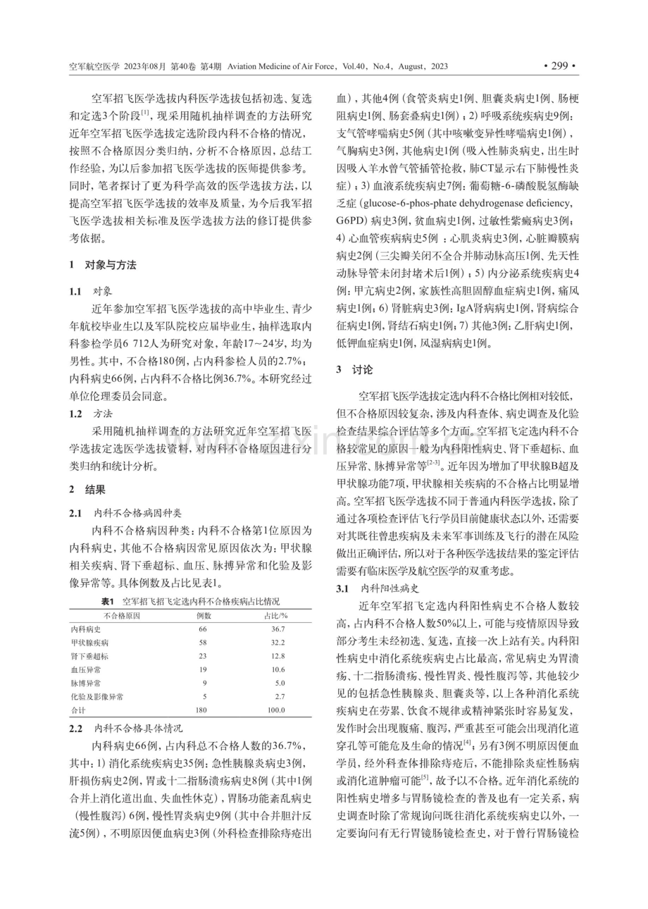 空军飞行学员医学选拔定选内科不合格情况分析.pdf_第2页