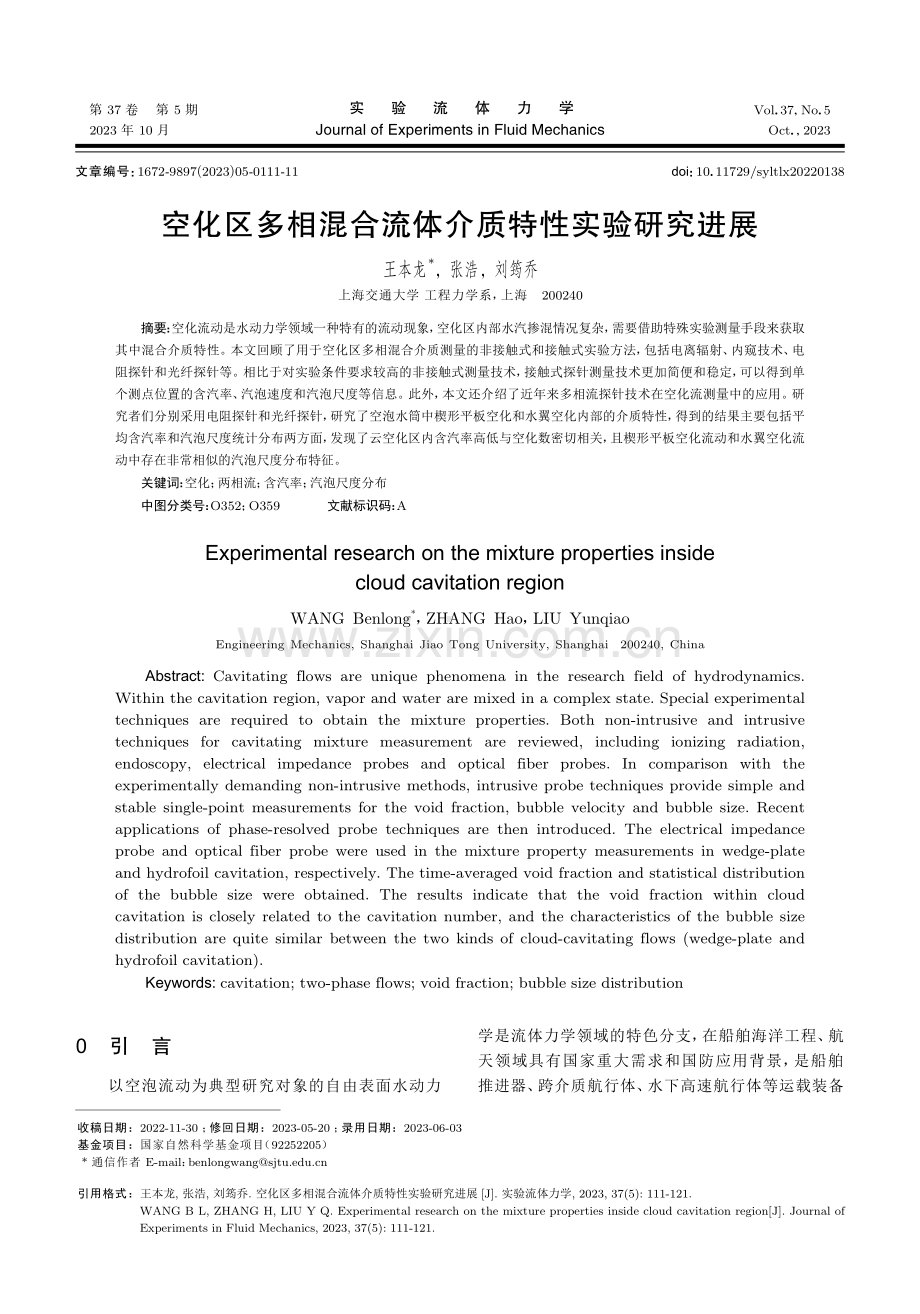 空化区多相混合流体介质特性实验研究进展.pdf_第1页