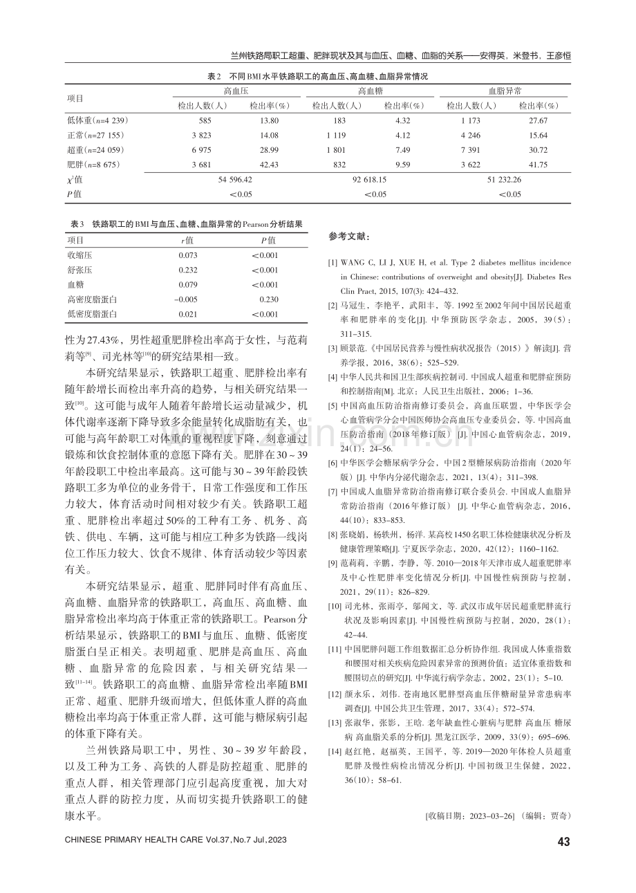 兰州铁路局职工超重、肥胖现状及其与血压、血糖、血脂的关系.pdf_第3页