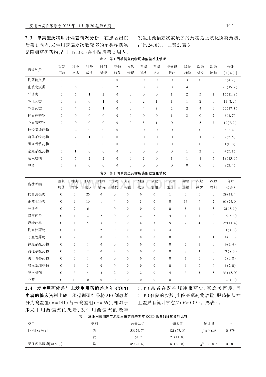 老年慢性阻塞性肺疾病患者医院-家庭过渡期用药偏差现状及影响因素分析.pdf_第3页