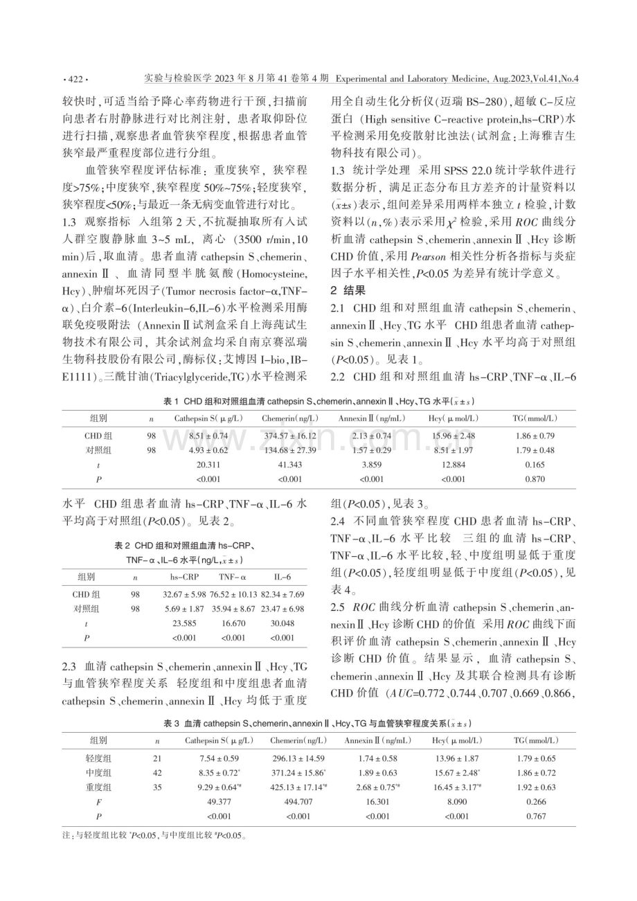 老年冠心病患者血清cathepsin S、Chemerin、AnnexinⅡ变化及临床意义.pdf_第2页