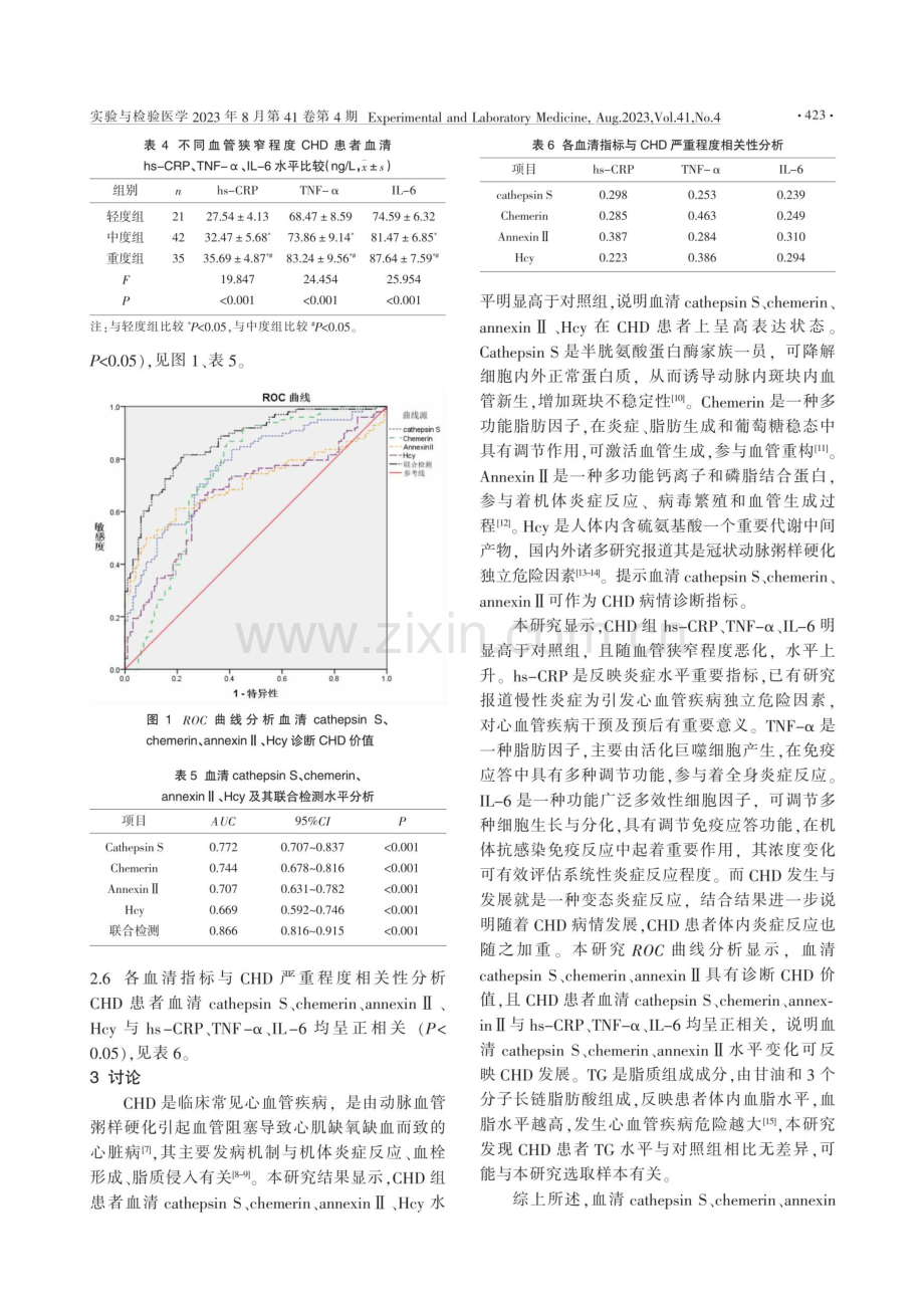 老年冠心病患者血清cathepsin S、Chemerin、AnnexinⅡ变化及临床意义.pdf_第3页