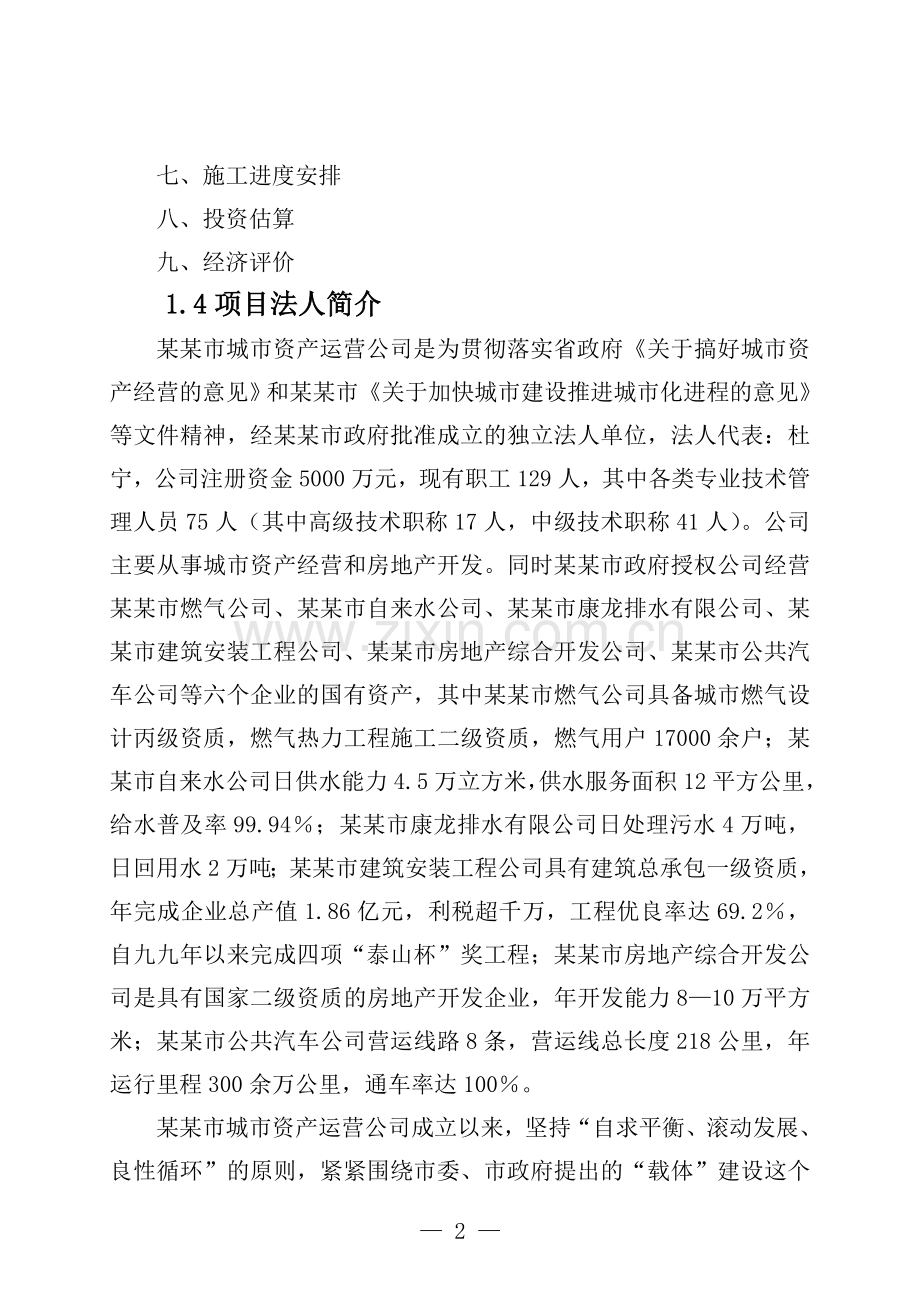 某某市燃气工程项目可行性研究报告书.doc_第2页