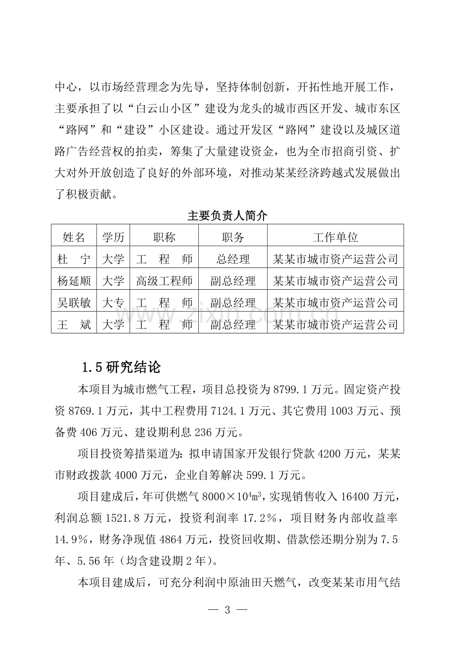 某某市燃气工程项目可行性研究报告书.doc_第3页