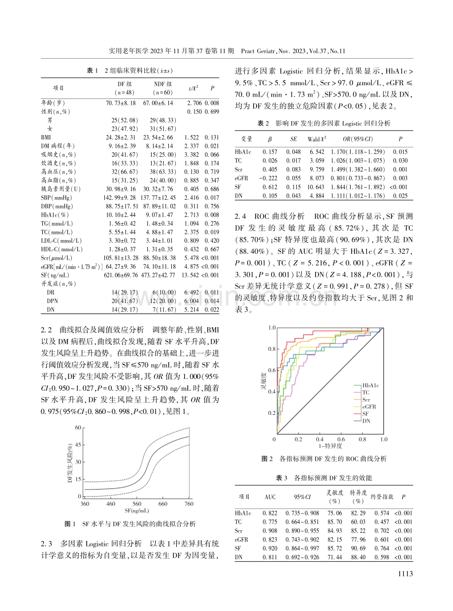 老年2型糖尿病病人血清铁蛋白水平与糖尿病足发生的相关性.pdf_第3页