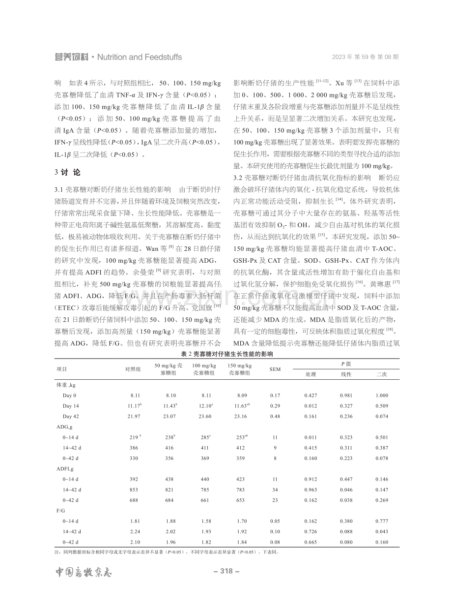 壳寡糖对断奶仔猪生长性能、血清抗氧化及免疫功能的影响.pdf_第3页