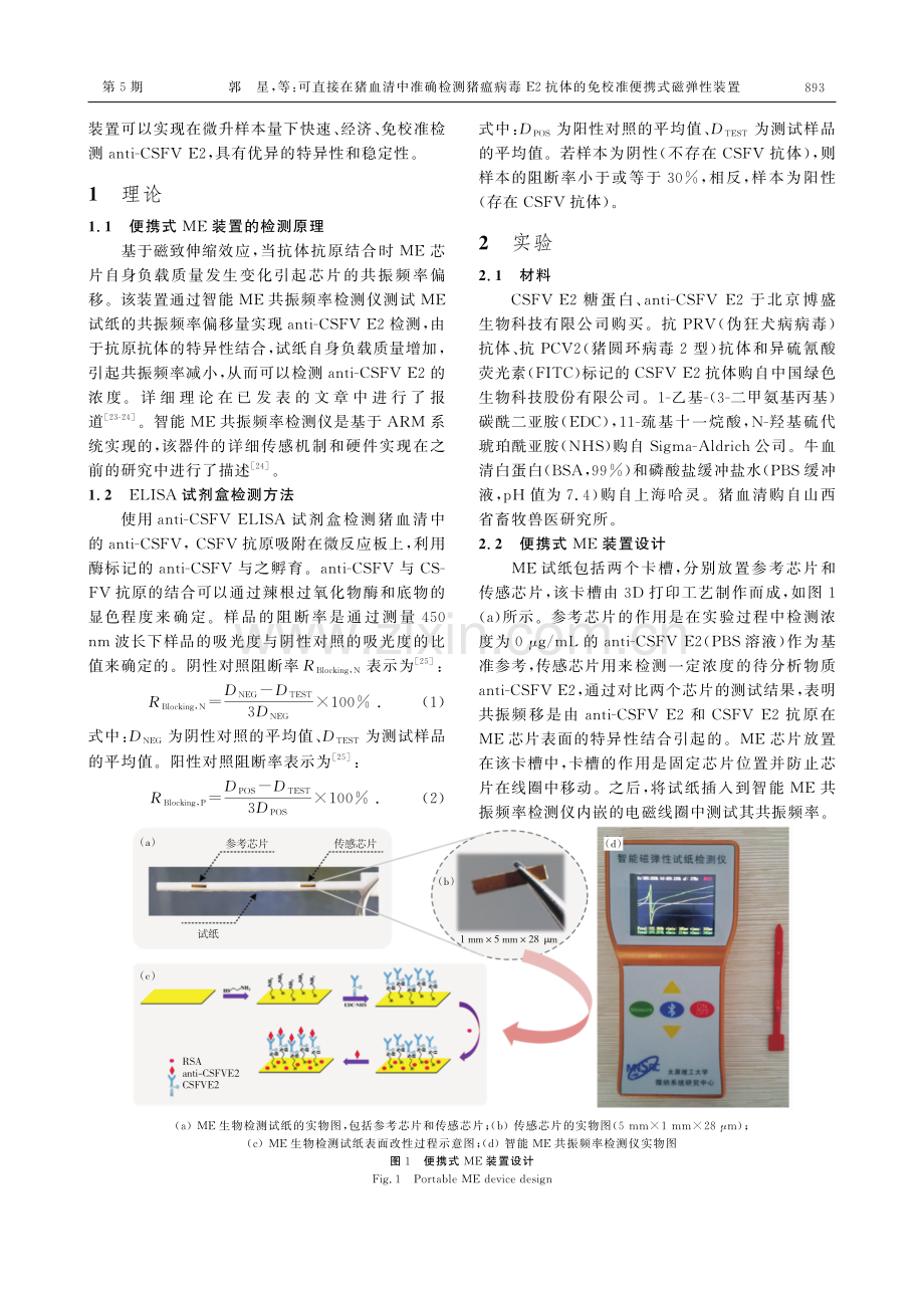 可直接在猪血清中准确检测猪瘟病毒E2抗体的免校准便携式磁弹性装置.pdf_第3页