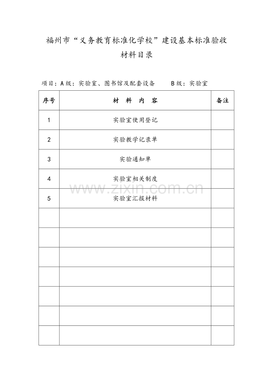 义务教育标准化学校验收材料目录金印.doc_第1页