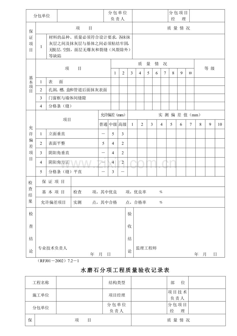 001分项工程质量验收记录表4建筑装修工程.doc_第2页