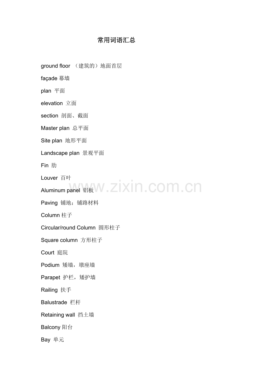 常用建筑术语中英文对照l.doc_第1页
